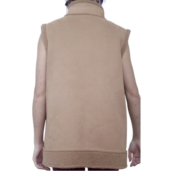 Vintage tan faux suede faux shearling warm vest size XL - Picture 3 of 4